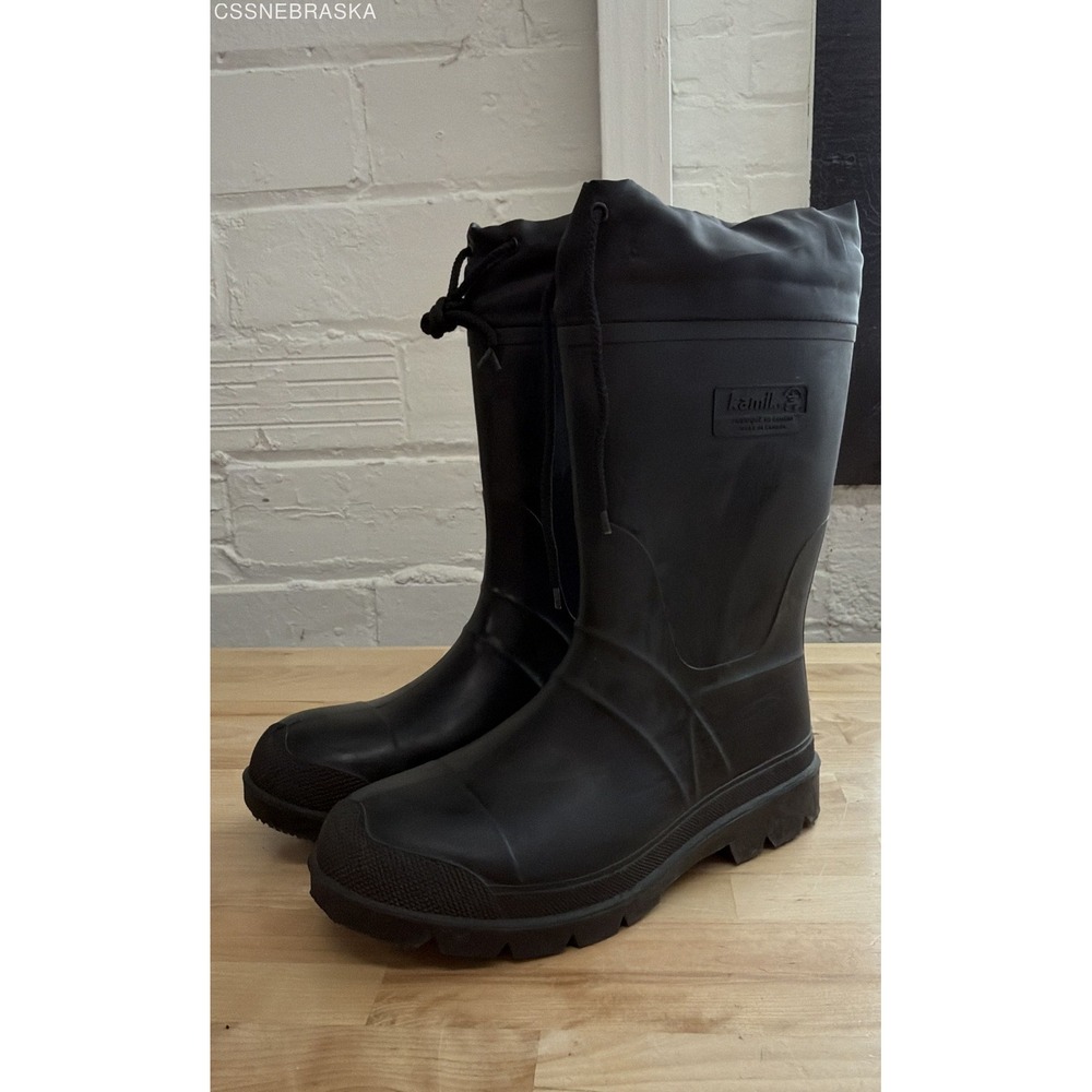Kamik Black Rubber Winter Pac Boots with Liner Made in Canada Men's Size 9